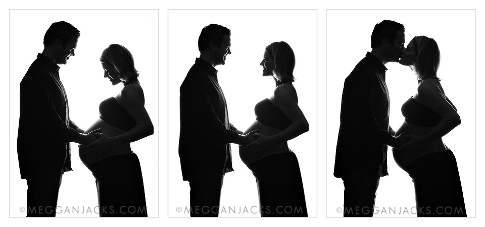 silhouette portrait of a pregnant couple