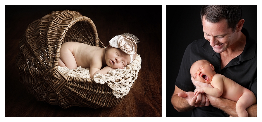 yawning, baby, newborn, father, portrait