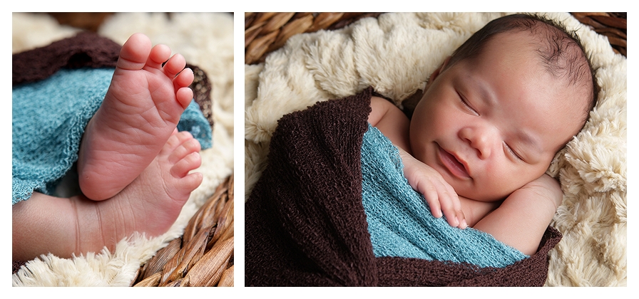 newborn, photographer, boy, basket, studio