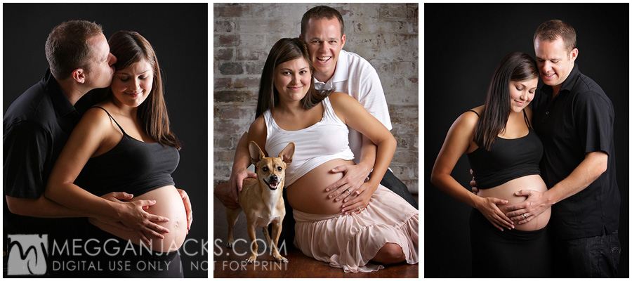 maternity photography featuring a dog