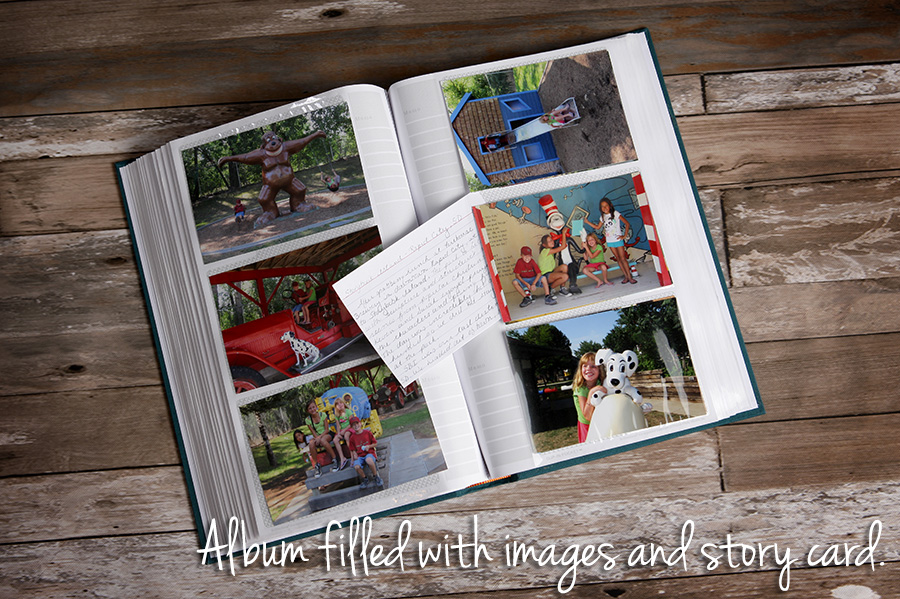 album of personal photos with story card