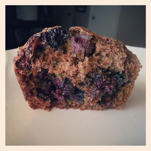 chocolate chip zucchini blueberry muffin recipe with flax seed