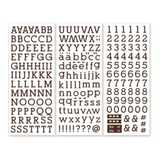 Brown Serif ABC/123 Letter Stickers