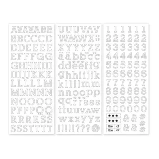 White Serif ABC/123 Letter Stickers