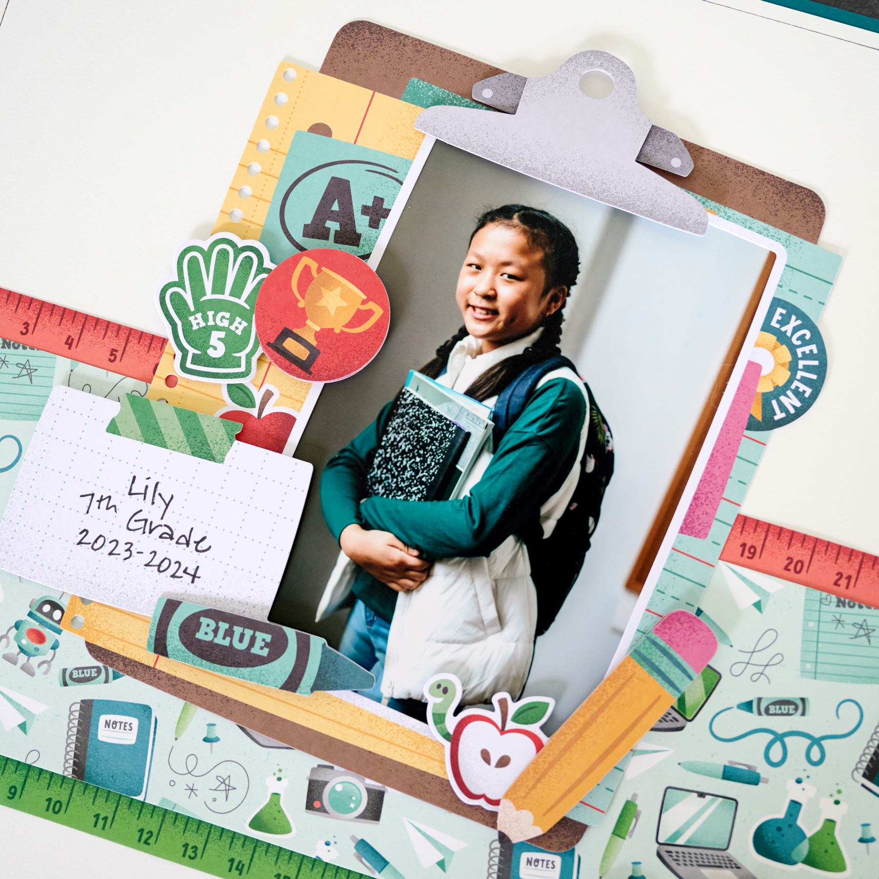 School Dayz XL Layered Clipboard Frame Embellishment - Image 2